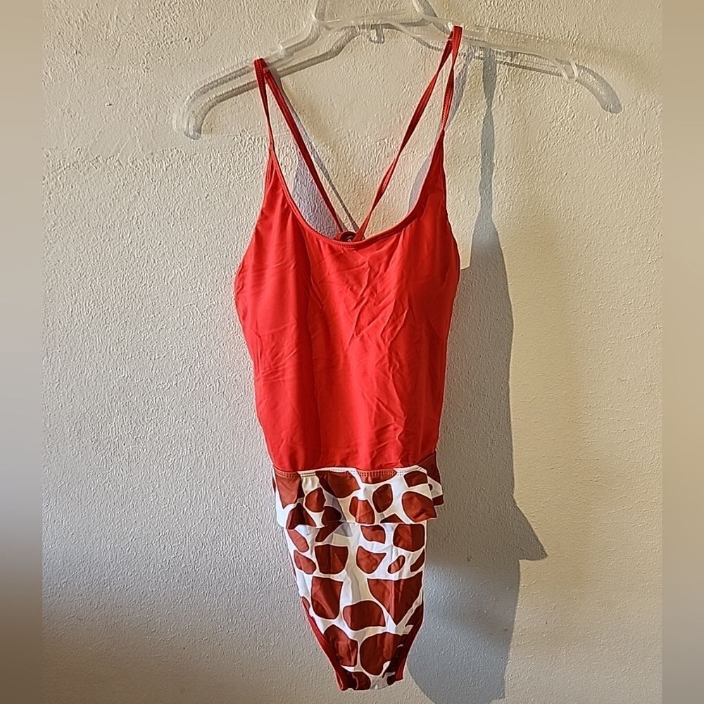 Meet Curve Swimsuit Red Summer Colorful L large Tie Back One Piece